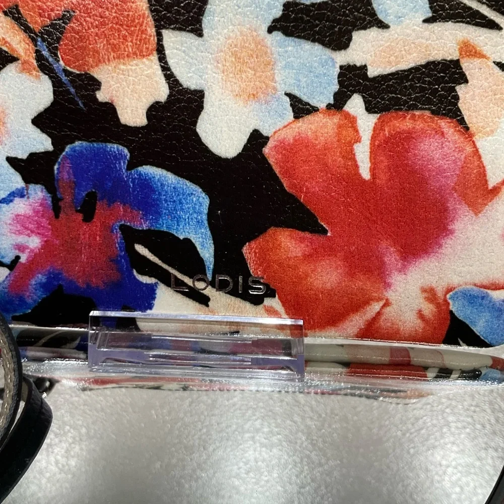 Lodis Floral Leather Wristlet Clutch – Vibrant Watercolor‎ Print